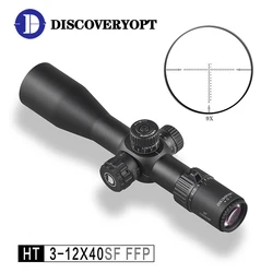 Descoberta HT 3-12X40SF FFP Compact Riflescope, Caça Optical Scope, 30mm tubo de tiro Airsoft armas, Novo