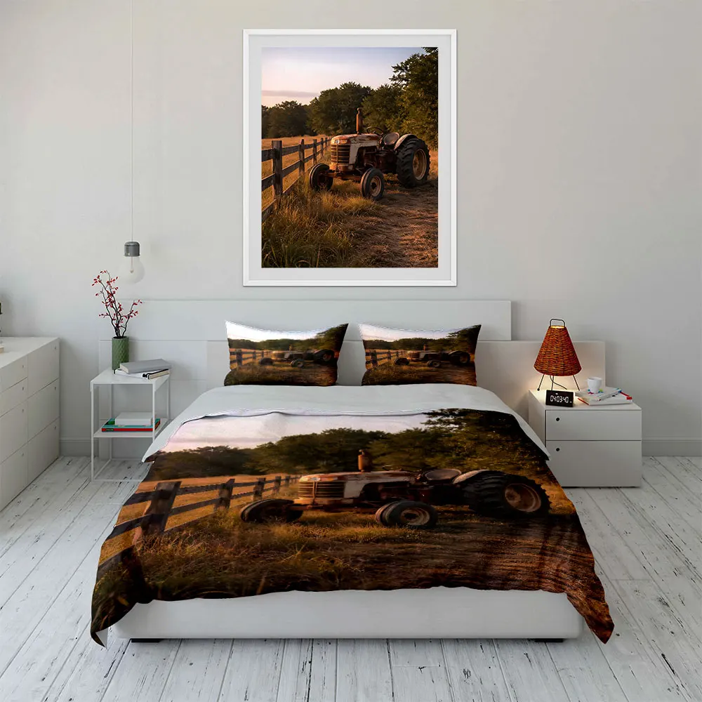Vintage Tractor in a Field Print Soft Comfortable Duvet Cover Bedding Set Included 1*Duvet Cover  2*Pillowcases Luxury gifts