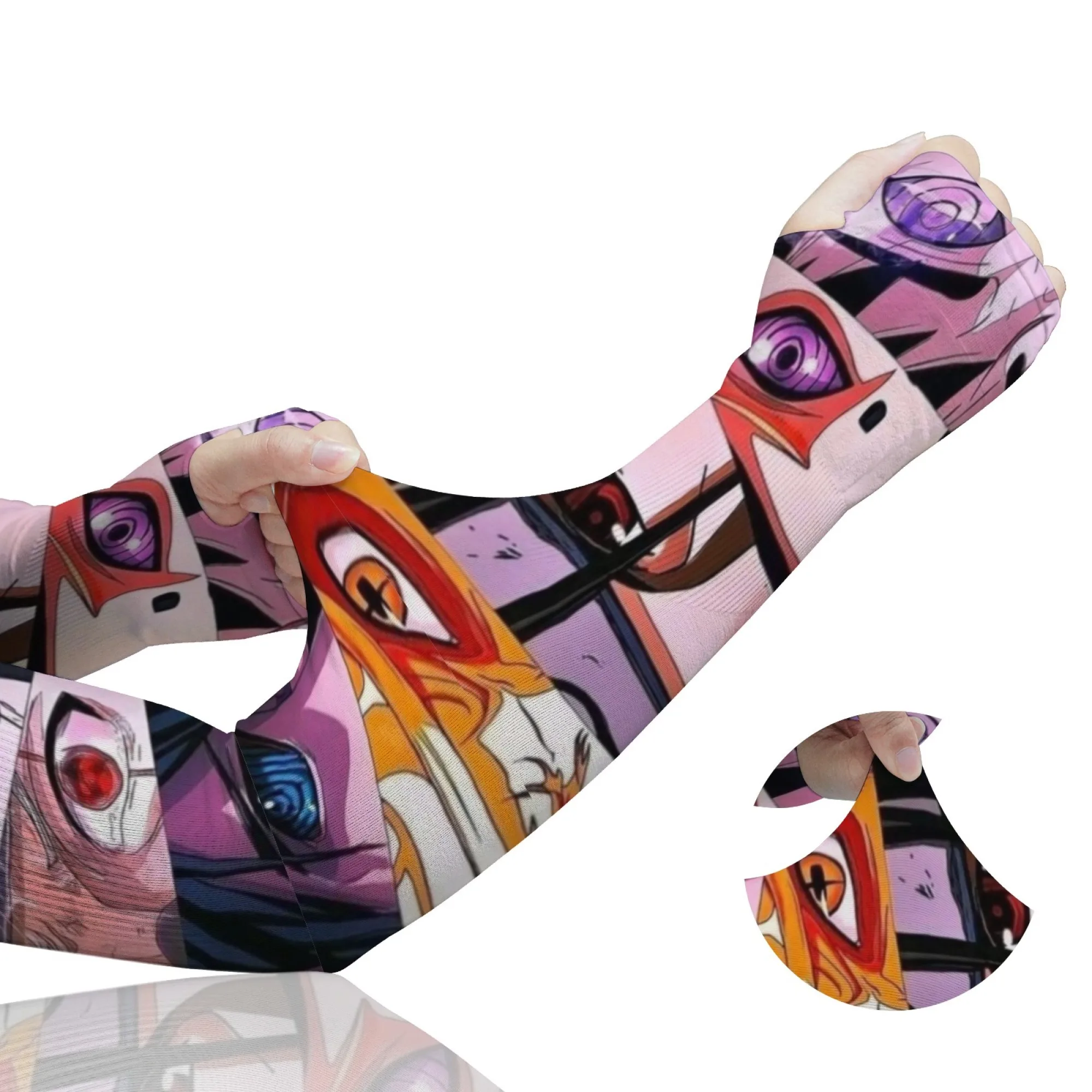 عيون شخصية الرسوم المتحركة، أكمام ممتعة ومبتكرة، مريحة وقابلة للتنفس وغير قابلة للانزلاق للحماية من أشعة الشمس في الهواء الطلق، أكمام البستنة للجنسين