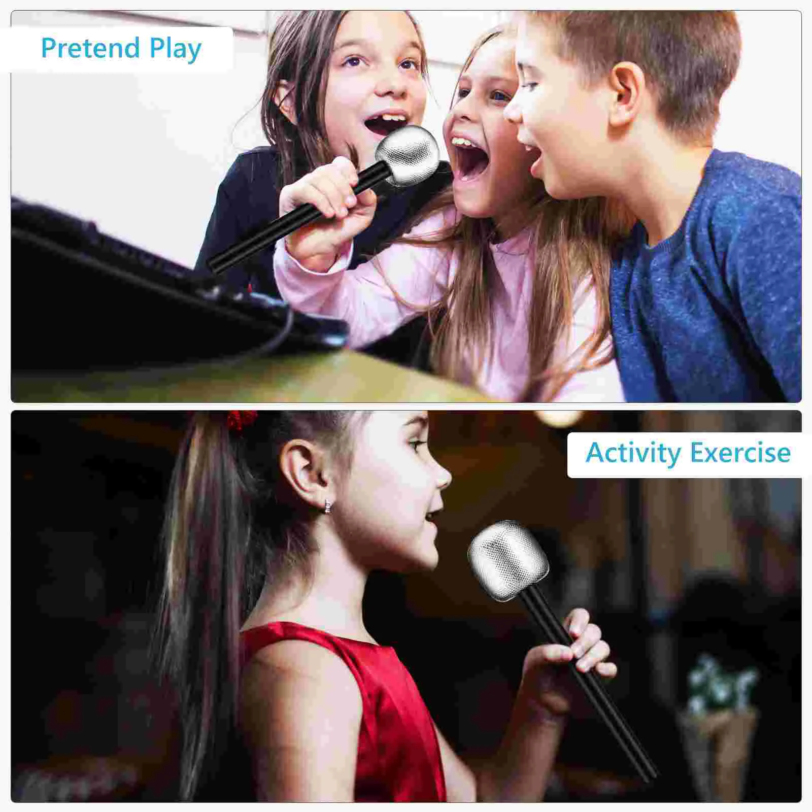 4 Pcs Microphone Prop Fake Microphone Pretend Play Singing Microphone Realistic Microphone Party Supplies