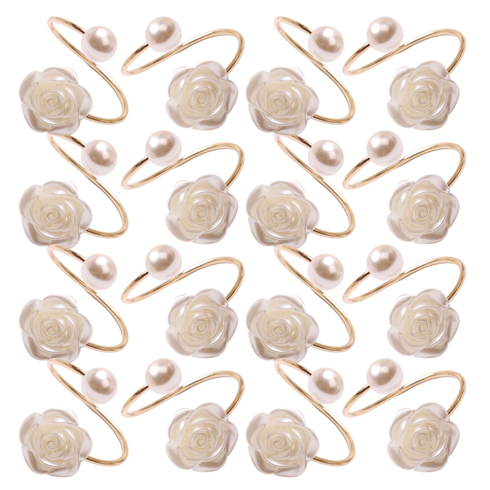 

18Pcs Rose Flower Napkin Rings Pearlized Table Decor for Wedding Party Dinner Family Gathering Holiday Table Setting Metal