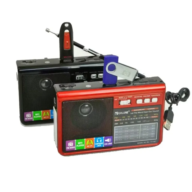 Golon Rx1313S Rx-1313-S Rx-1313Bt Emergency Pocket Solar Flashlight Fm/Am/Sw1-6 8 Bands Radio With 3 Way Speaker Player