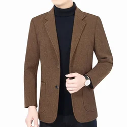 Autumn New Business Men's Blazer Korean Fashion Trend Solid Color Suit Coat Wool Blends High Quality Slim Men's Suit Jacket 3XL