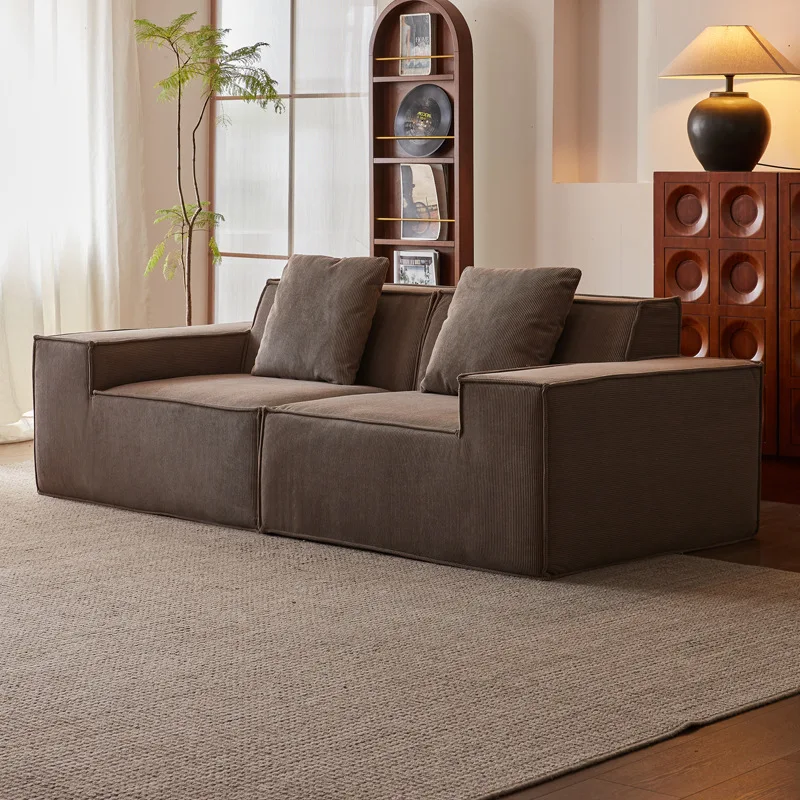 

Compressed Sofa with Antique Style Corduroy Tofu Block, Living Room Straight Row Compressed Roll Bag, Vacuum Pure Sponge Sofa