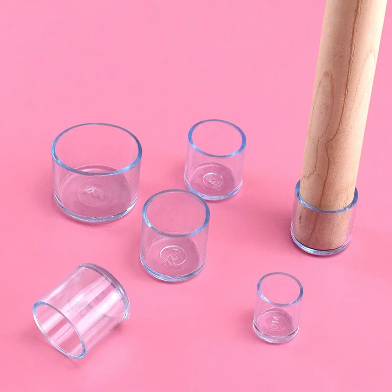 4Pcs PVC Rubber Square/Round Chair Leg Caps Non-slip Transparent Table Covers Dust Cover Modern Minimalist Stool Leg Protectors