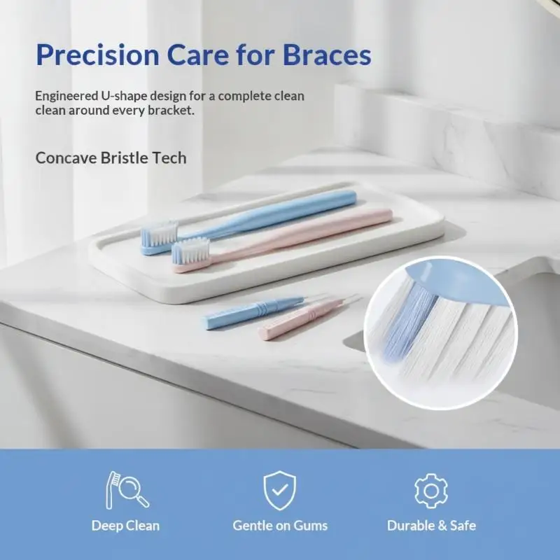 4Pcs Soft Bristle Interdental Brush Set Adult Dental Braces Cleaning Tools for Sensitive Gums Oral Care