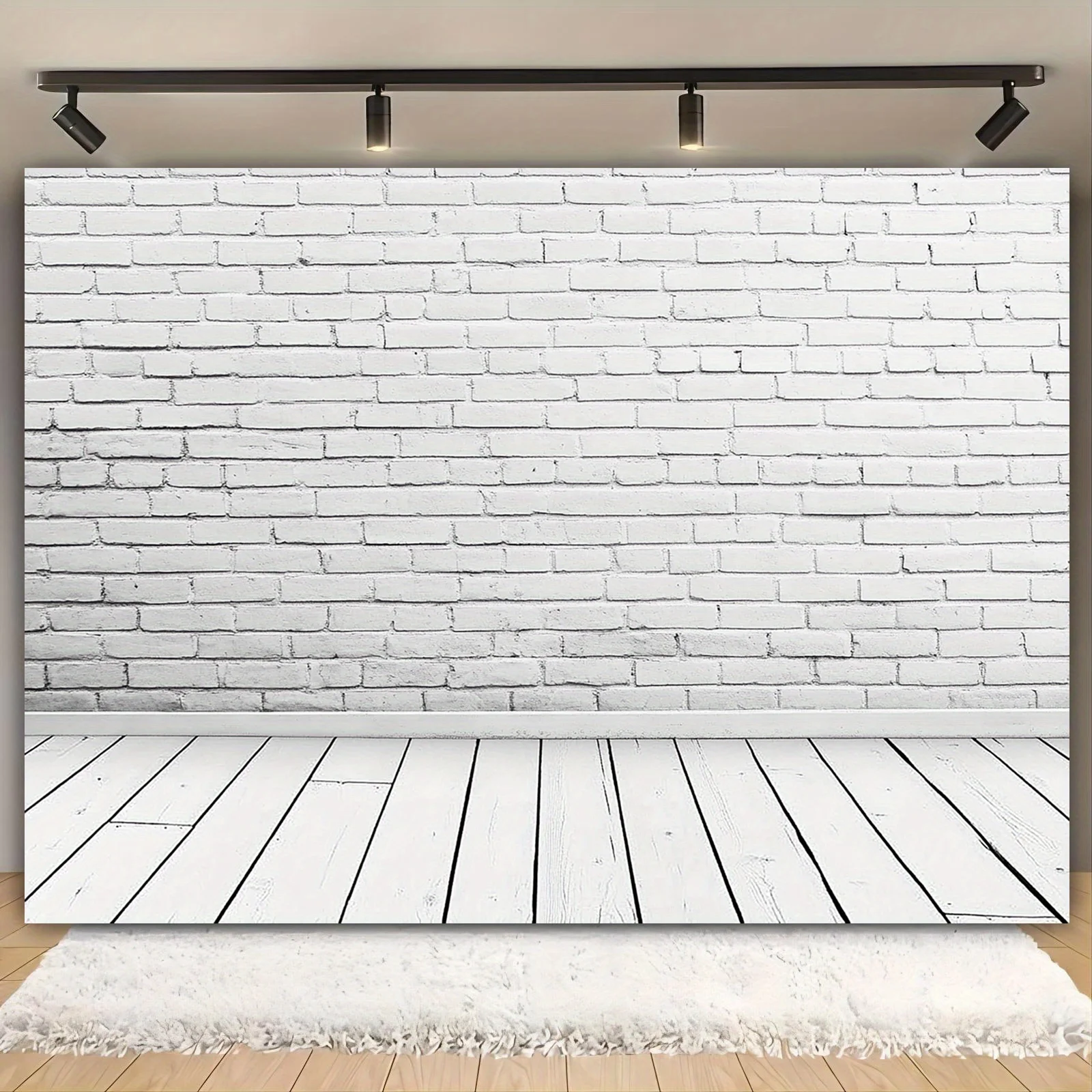 1 piece, white brick wall theme decorative background cloth, white brick wall party background for birthdays and weddings