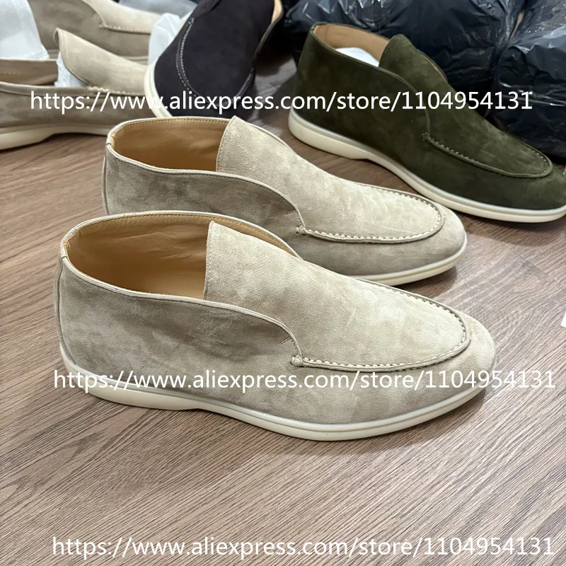 apricot black Loafers Casual Boots Men's Shoes All Real Leather Walking Women's Shoes Ankle Boot Cowhide Suede  High-quality