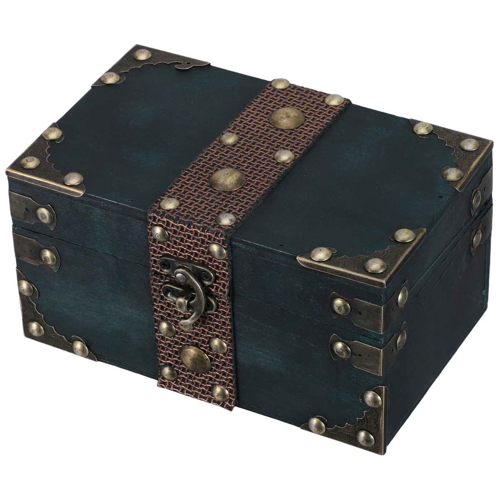 

Vintage Treasure Chest Jewelry Box Wooden Decorative Storage Box with Lock Retro Rustic Design for Home Office Party Display