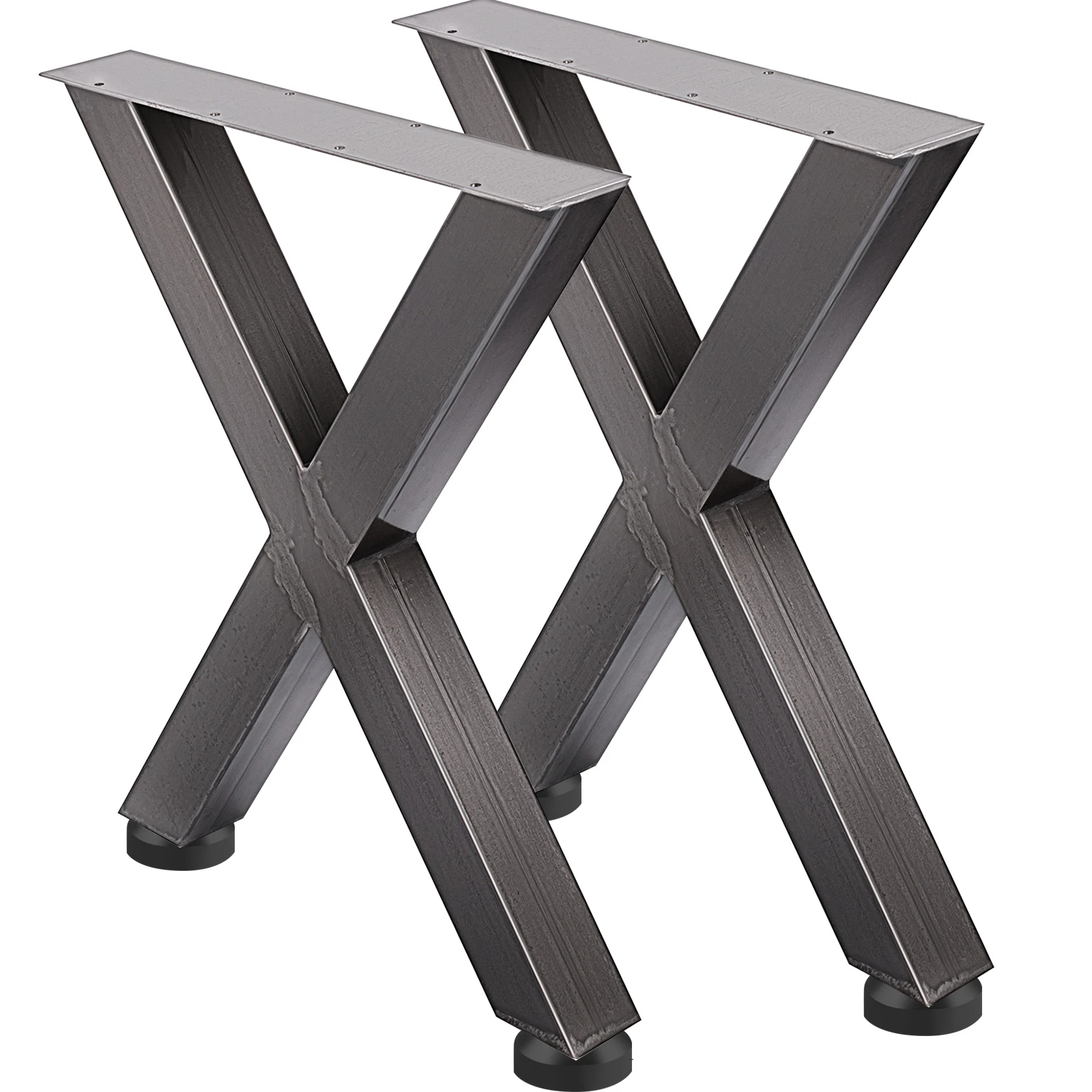 VEVOR Set of 2 Steel Table Legs, Square Box Section X Frame Table Legs,for Original Color Industrial Country Style Metal Dining