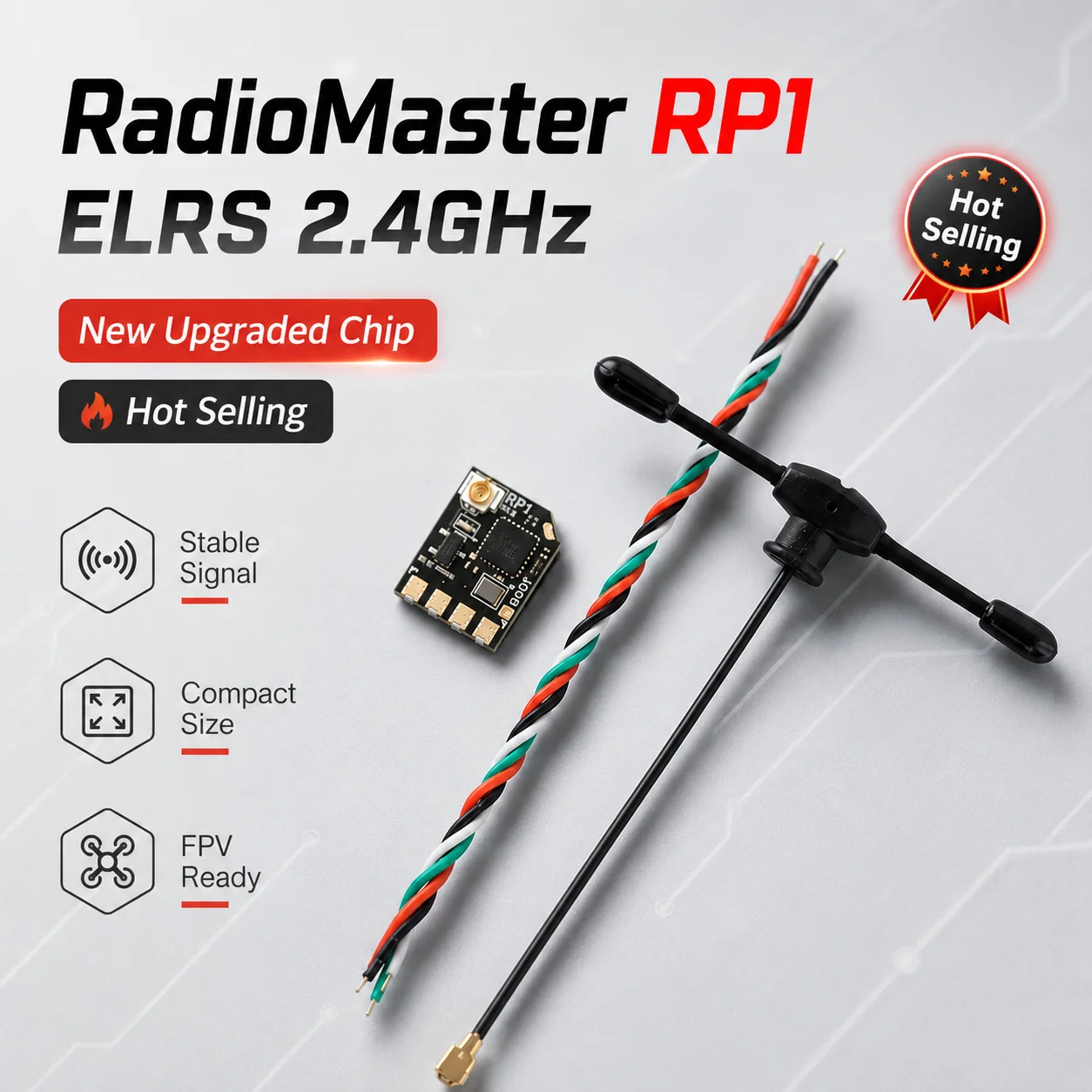 RadioMaster RP1 V2 2.4GHz ExpressLRS ELRS Nano Receiver CRSF UART TCXO WiFi T Antenna for FPV Drone BetaFPV Tiny Whoop