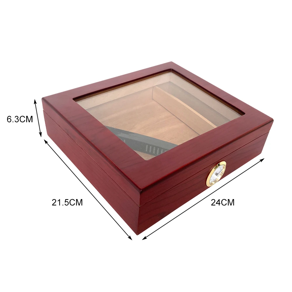 Cedar Wood Cigar Box Case Humidor Case with Glass Cigar Humidifier Hygrometer Cigar Sigaren Storage Box Case for COHIBA Cigars