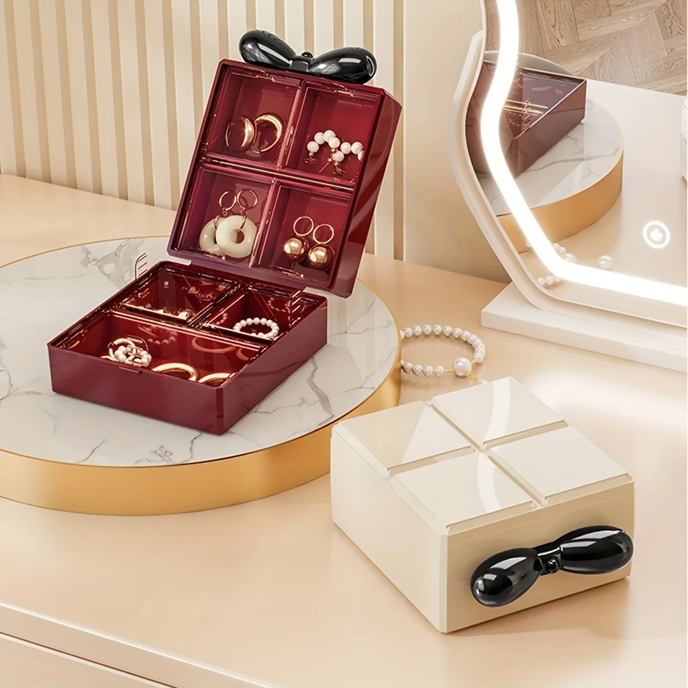 Portable Jewelry Storage Box,Desk Organizer, Compact with Multiple Compartments, Essential for Travel to Prevent Oxidation