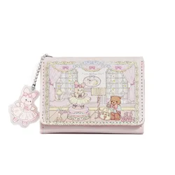 Cartera corta Vintage de oso y conejo para niña, monedero de PU portátil con múltiples ranuras