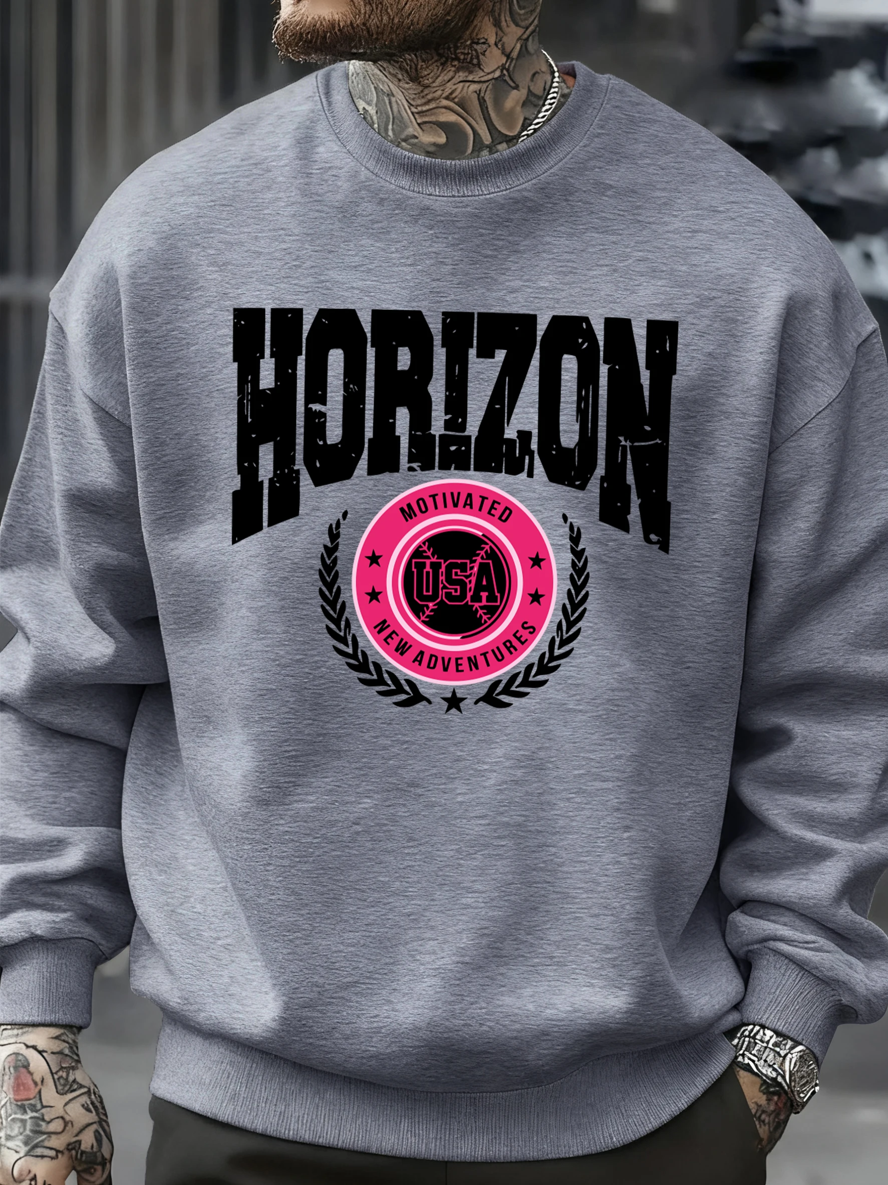 هورايزون سيتي الولايات المتحدة الأمريكية مغامرات جديدة مطبوعة الشارع الشهير رجل بلوزة من الصوف الخريف ملابس غير رسمية س الرقبة للجنسين لينة طويلة الأكمام