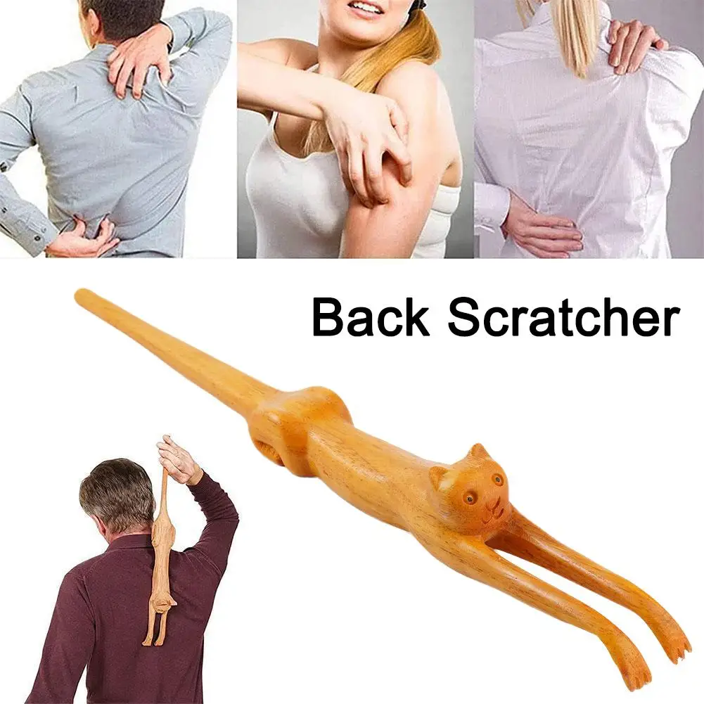 

Cute Cat Shape Wooden Back Scratcher Massage Claw Back Scraper Massage Relax Back Scratcher Relieve Anti-itch Tool