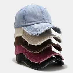 Washed Distressed Jeans Solid Baseball Cap Men Women Hats Adjustable Denim Ripped Baseball Caps Sport Cap Gorras Para Hombres