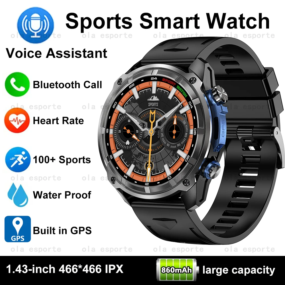 

GPS Smart Watch 1.43inch AMOLED Screen Bluetooth Call Men Smartwatch Health Monitor 3ATM Waterproof Sports Watches 860mAh Batter