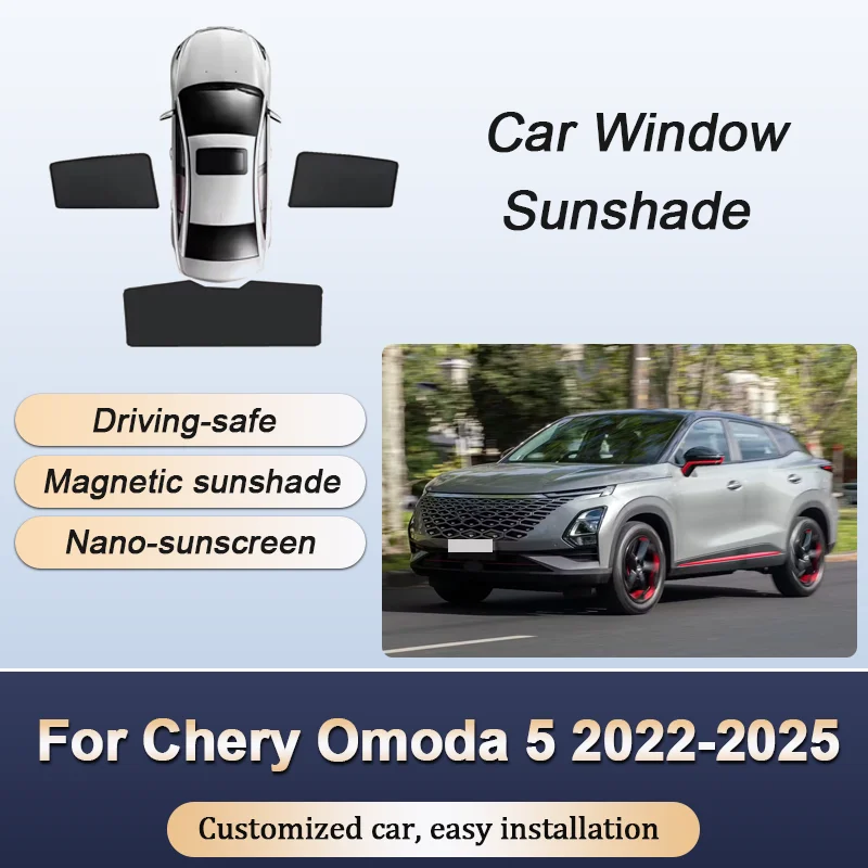 

Sun Shades For Chery Omoda 5 C5 FX 2022 2023 2024 2025 Sunshades Magnetic Heat insulation Mesh Windows Visor Auto Accessories