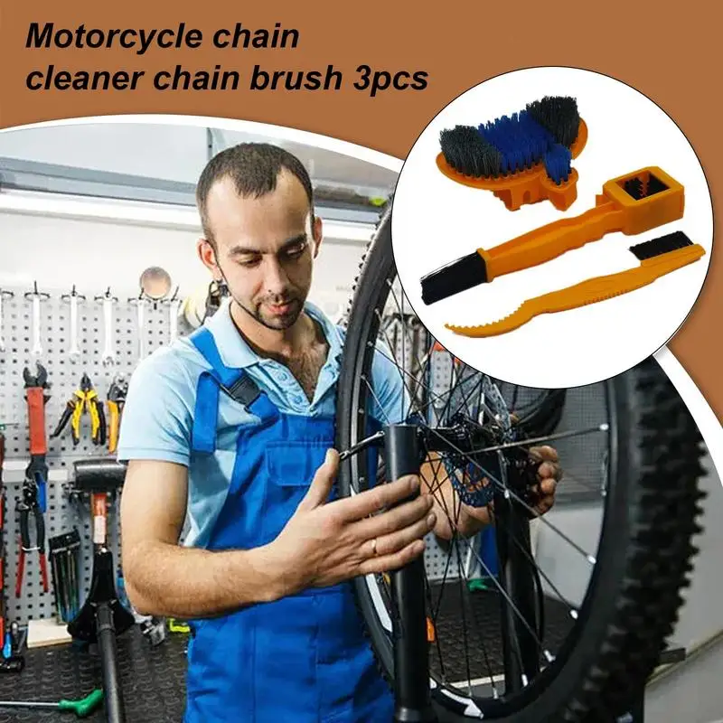 Bicycles Chain Cleaning Brush Tool 3 Pieces Motorcycle Chain Washer Lightweight Bikes Cleaning Tools Portable Chain Cleaning Kit