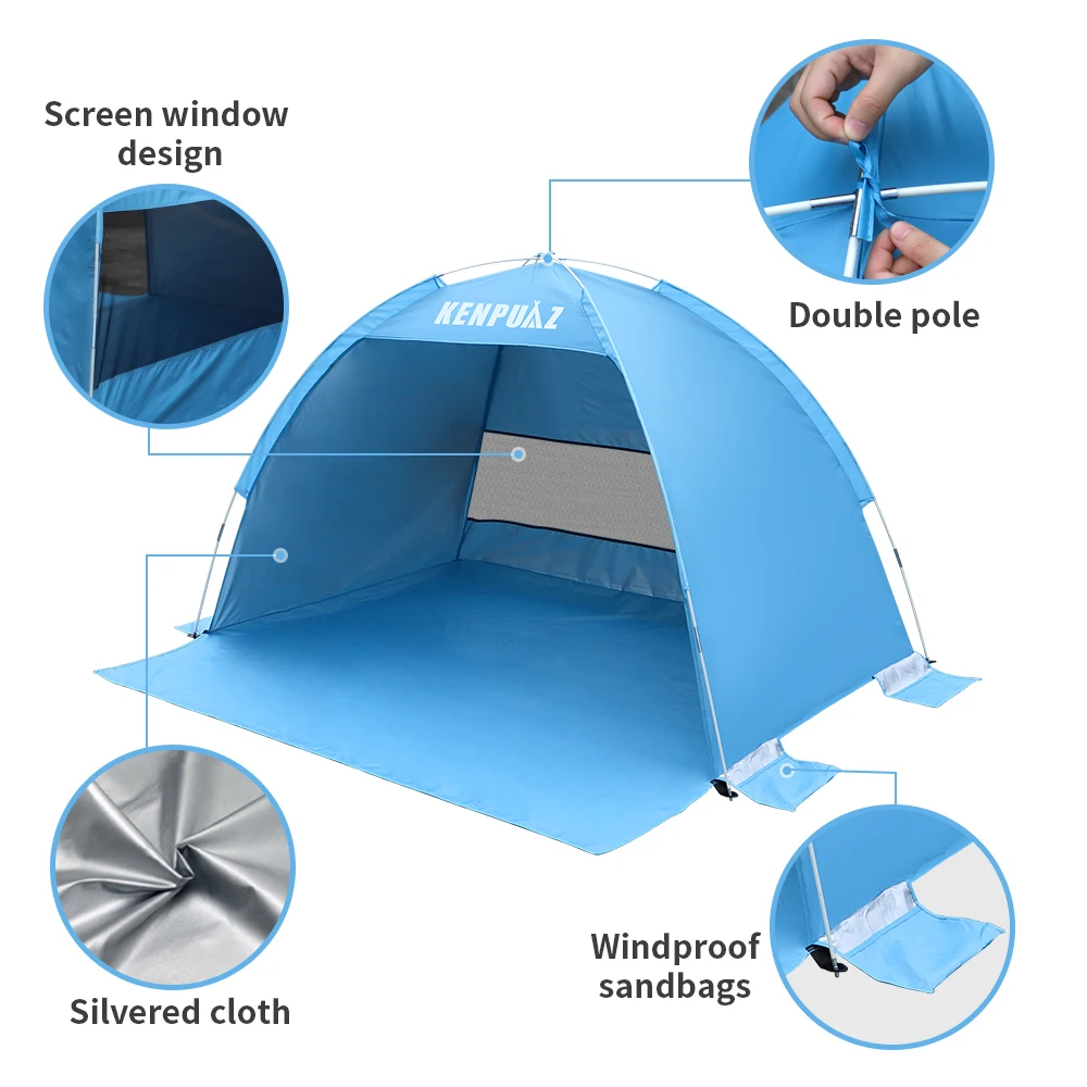 Nieuwe Stijl Strand Waterdichte Familie Tent Kinderen Outdoor Camping Kinderen Tenten Ventileren Snel Opgezet Draagbaar Voor Baby Zon Schaduw