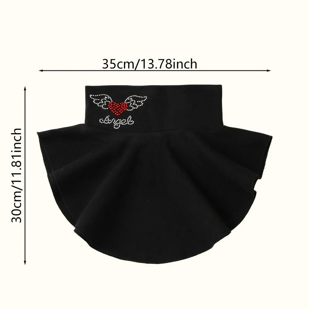 Fashion Neck Warmer Detachable Fake Collar Windproof Love Rhinestone False Collar Neck Cover Autumn Winter