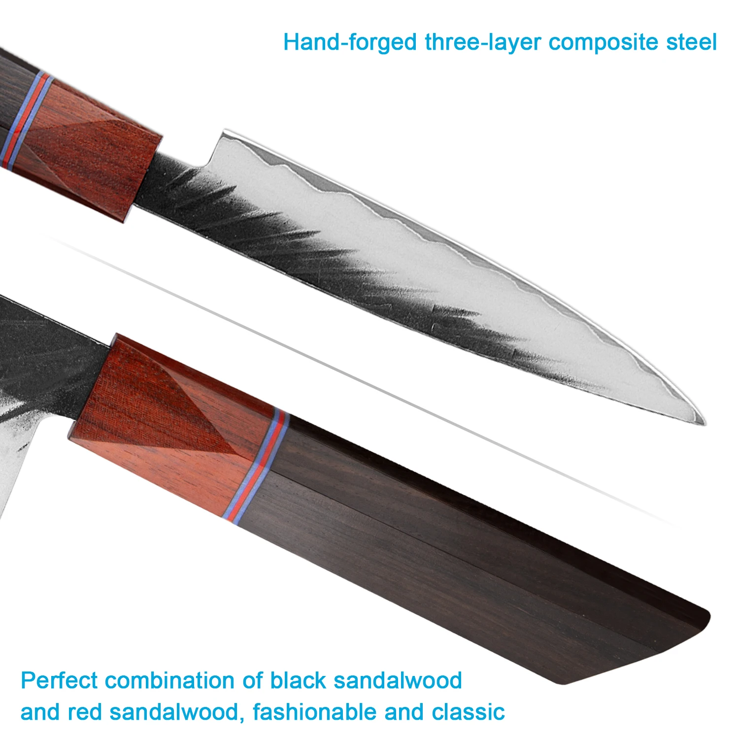 XITUO 5 Inch 3-layer Composite Steel Utility Knife Sharp Blade Multi-function Melon Fruit Knife Integrated Kitchen Peeling Tools