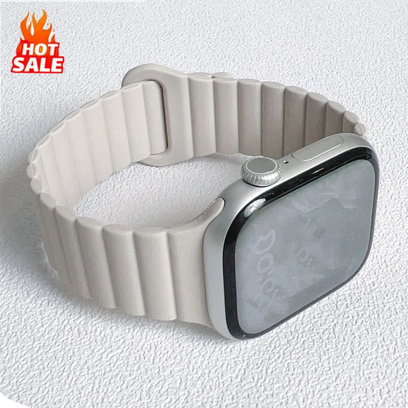 Magnetic Loop Silicone Bracelet Strap for Apple Watch 46mm 44mm 40mm 49mm 45mm 41mm 38mm 42mm iWatch 10 9 8 7 6 5 4 3 Se ultra 2