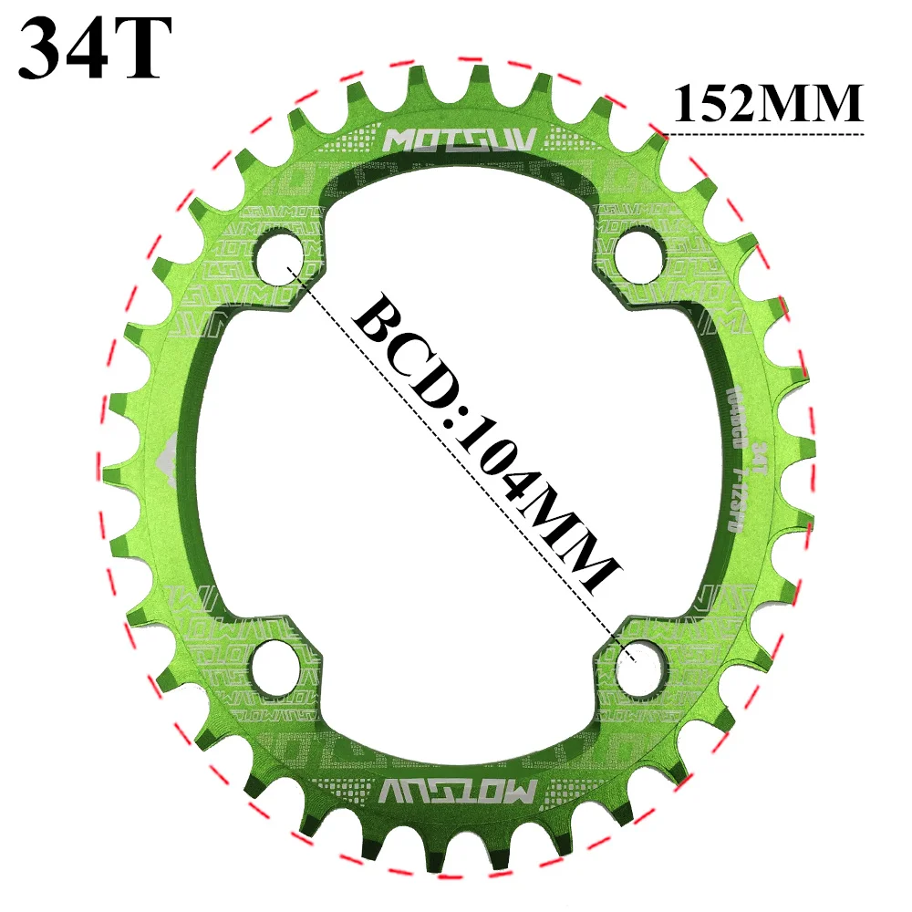 Motsuv ovaler Kettenblatt 104bcd für Shimano MTB Fahrrad Fahrradkette ring 32t 34 36 38t ultraleichte Zahn platte Kettenrad 104 bcd – Detail 7