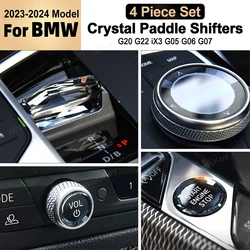 4 Piece Set Crystal Gear Paddle Shifter Knob Metal Base For BMW G20 G21 G22 G23 G26 G28 IX3 G08 X5 G05 X6 G06 X7 G07 2023 2024