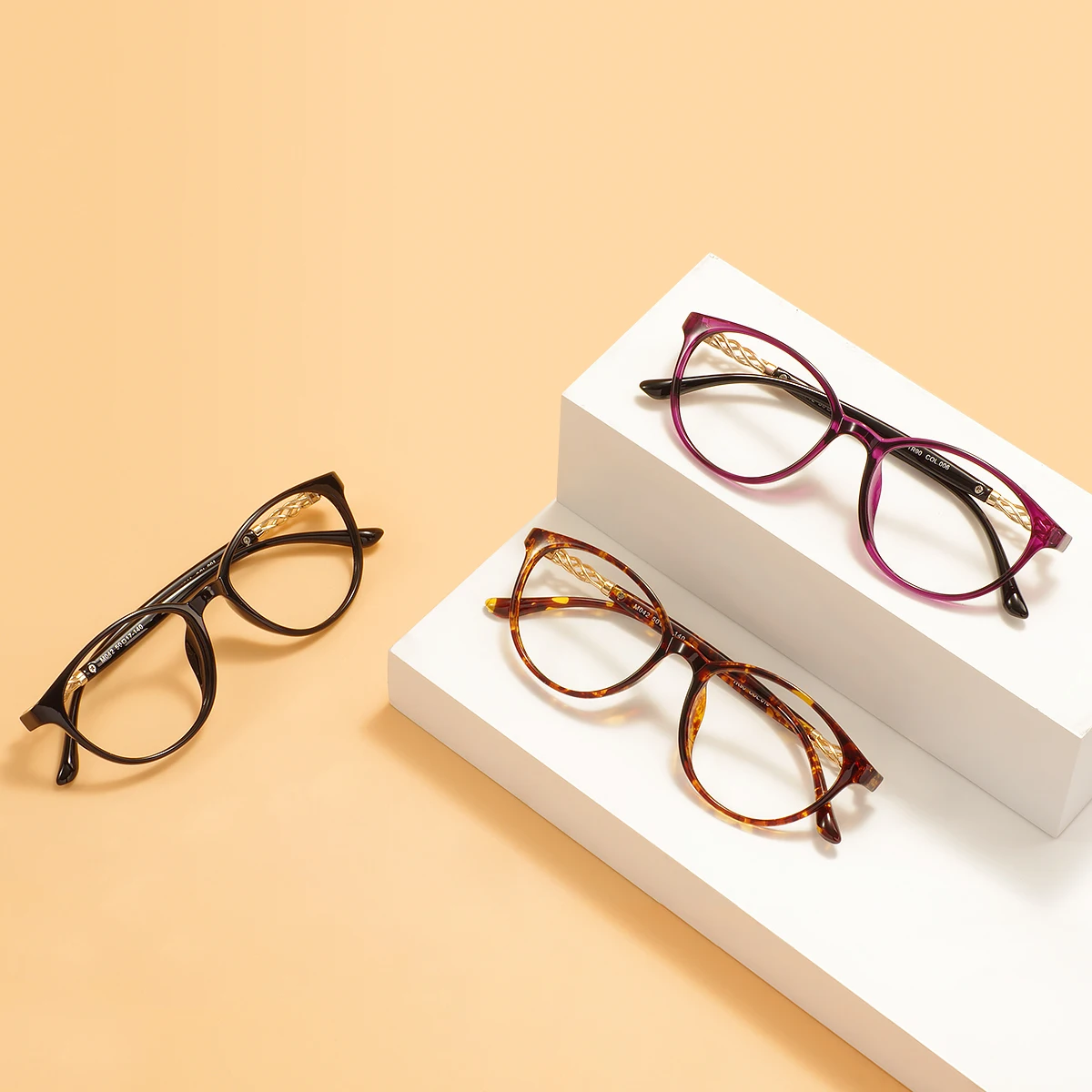 Fashion Plastic Oval Spectacle Frames TR90 Lightweight Women Men Leopard Clear Eyeglasses For Optical Prescription Lenses