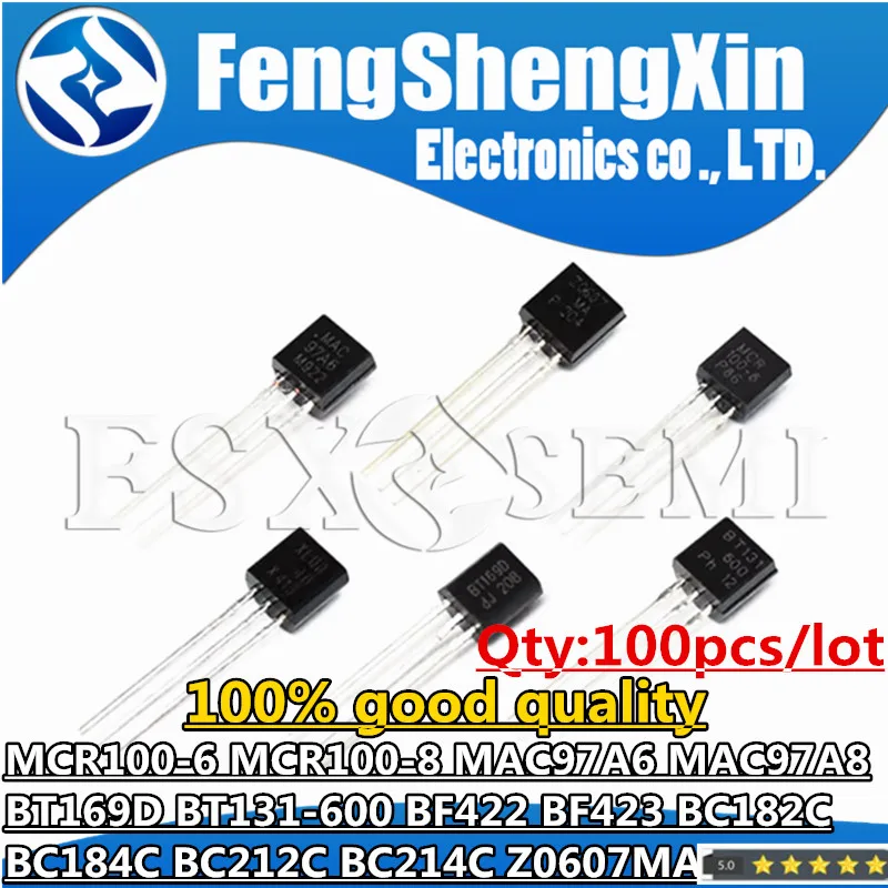 100pcs MCR100-6 MCR100-8 MAC97A6 MAC97A8 BT169D BT131-600 BF422 BF423 BC182C BC184C BC212C BC214C Z0607MA  triode TO-92