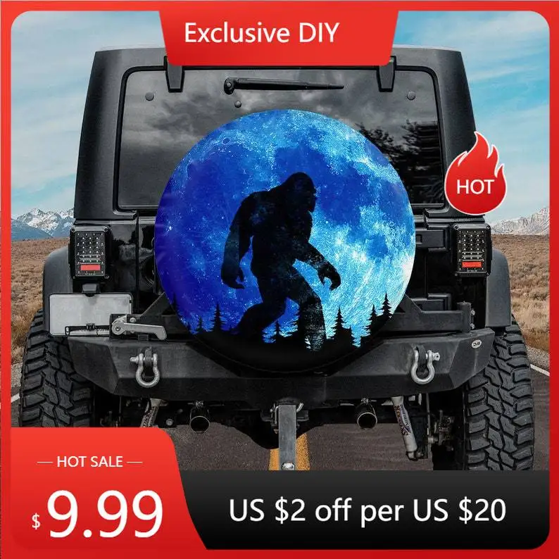 Bigfoot Spare Tire Cover, Bigfoot Blue Moon Spare Tire Cover With Or Without Backup Camera Hole, Car Accessories, Accessories Fo