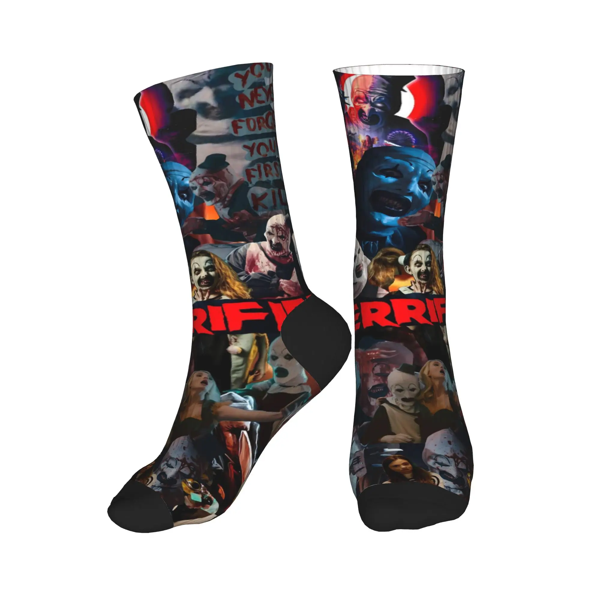 المرعب مهرج فيلم الرعب الجوارب المطبوعة جوارب عدم الانزلاق الرجال الجوارب جودة الشتاء Harajuku الجري جوارب رياضية