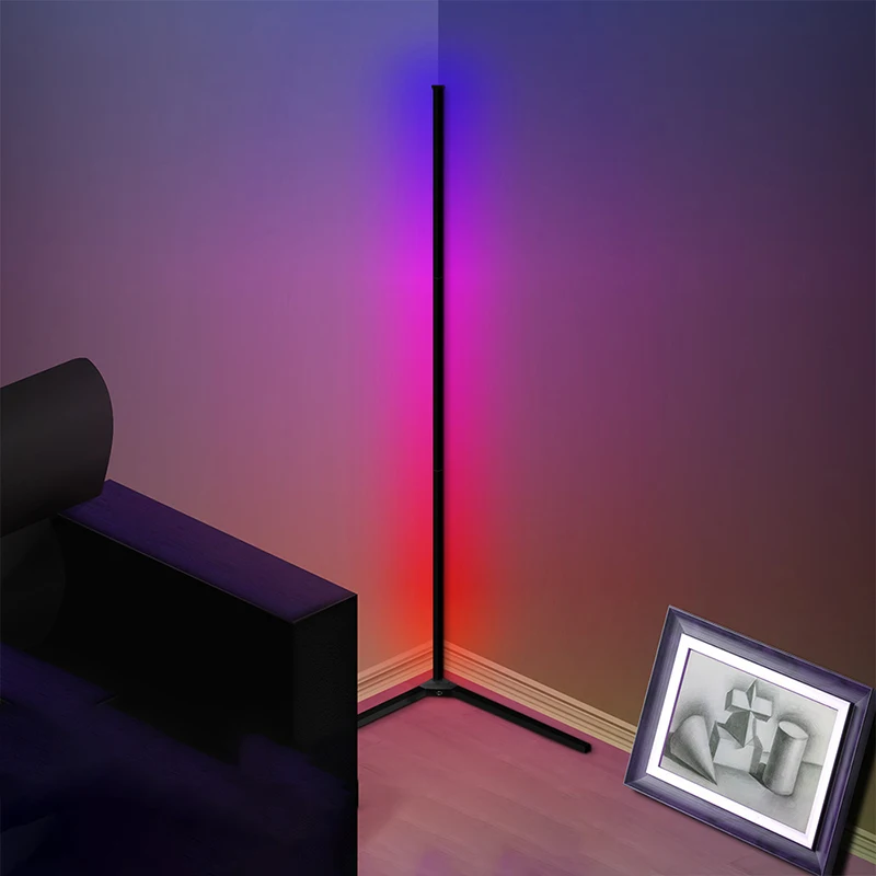 مصباح زاوية أرضي RGB، ضوء محيط ملون، تطبيق بلوتوث وجهاز تحكم عن بعد، الإنارات الزخرفية لدراسة غرفة النوم وغرفة المعيشة