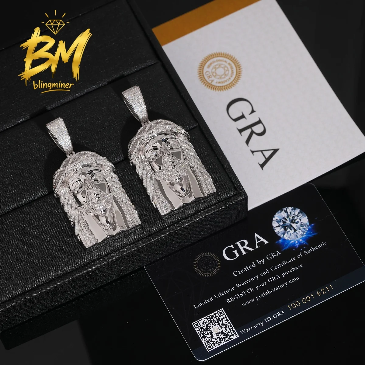 Blingminer Iced Out Hip Hop Jesus VVS Moissanite Pendant For Men S925 Silver Pendants Jewelry Pass Diamonds Tester GRA