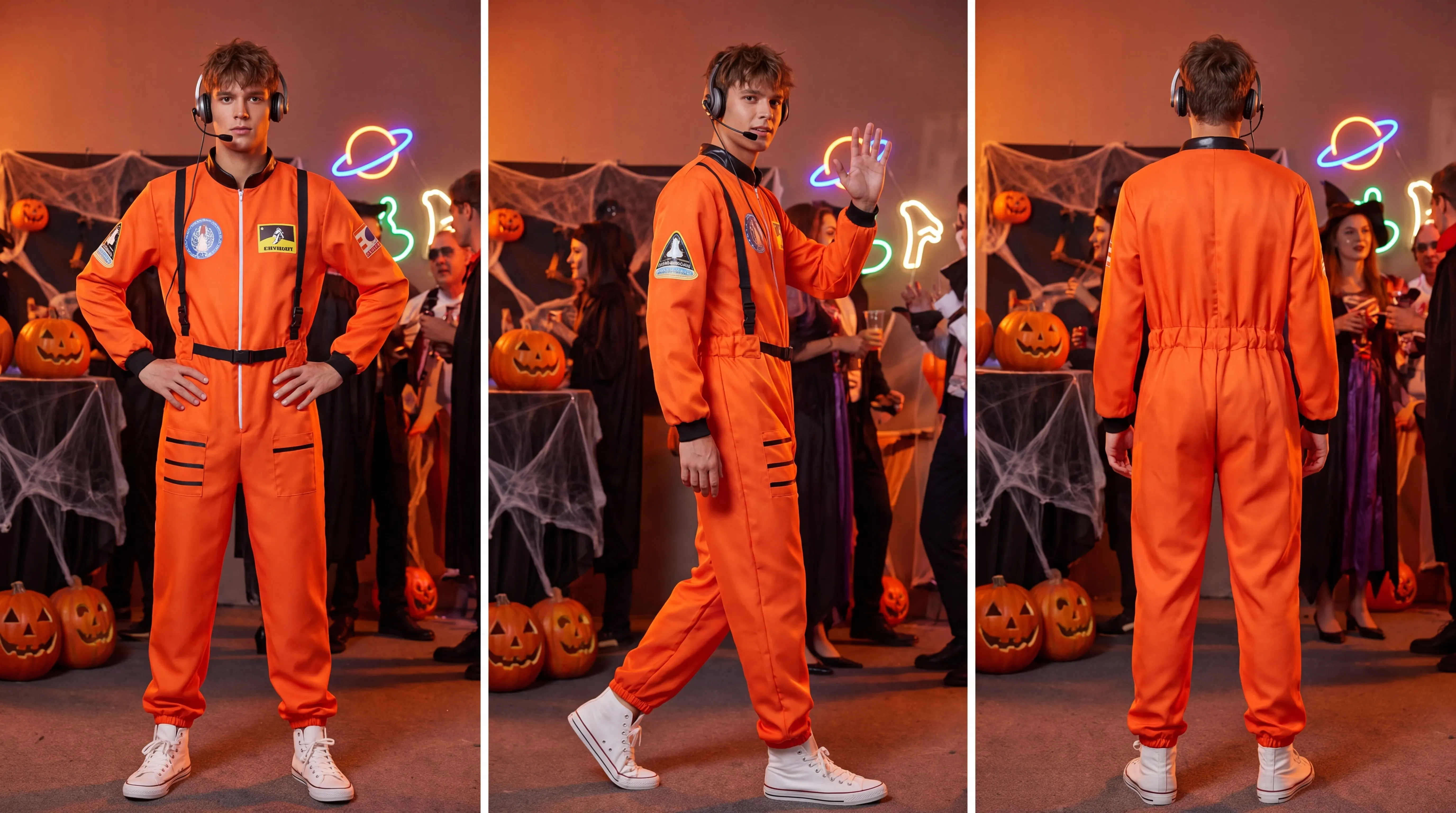Astronauten-Kostüm für Erwachsene, für Damen und Herren, Fluganzug-Kostüm, Cosplay, Weltraum-Astronaut, blauer Ganzkörper-Overall mit Reißverschluss, Karneval – Detail 10