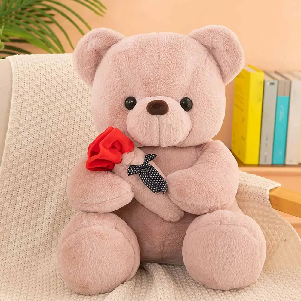 25cm Kawaii Teddy Bear for Valentines Day Gift Teddy Bears Stuffed Animal Rose Bear Doll Valentine\'s Day Gift for Girlfriend