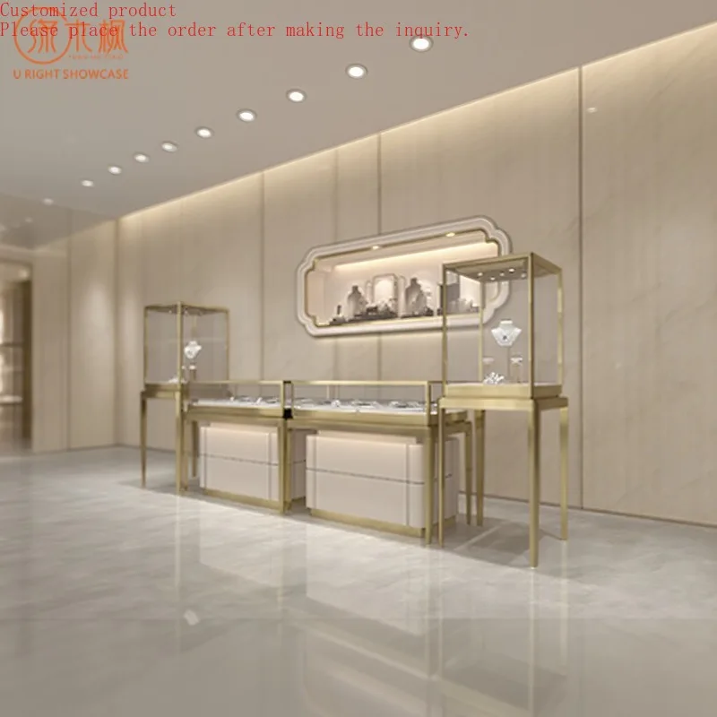 

Custom.Customized & Personalized Jewelry Store Display Showcases Custom Made Brushed Metal Frame Showcases for High-End Jewelry