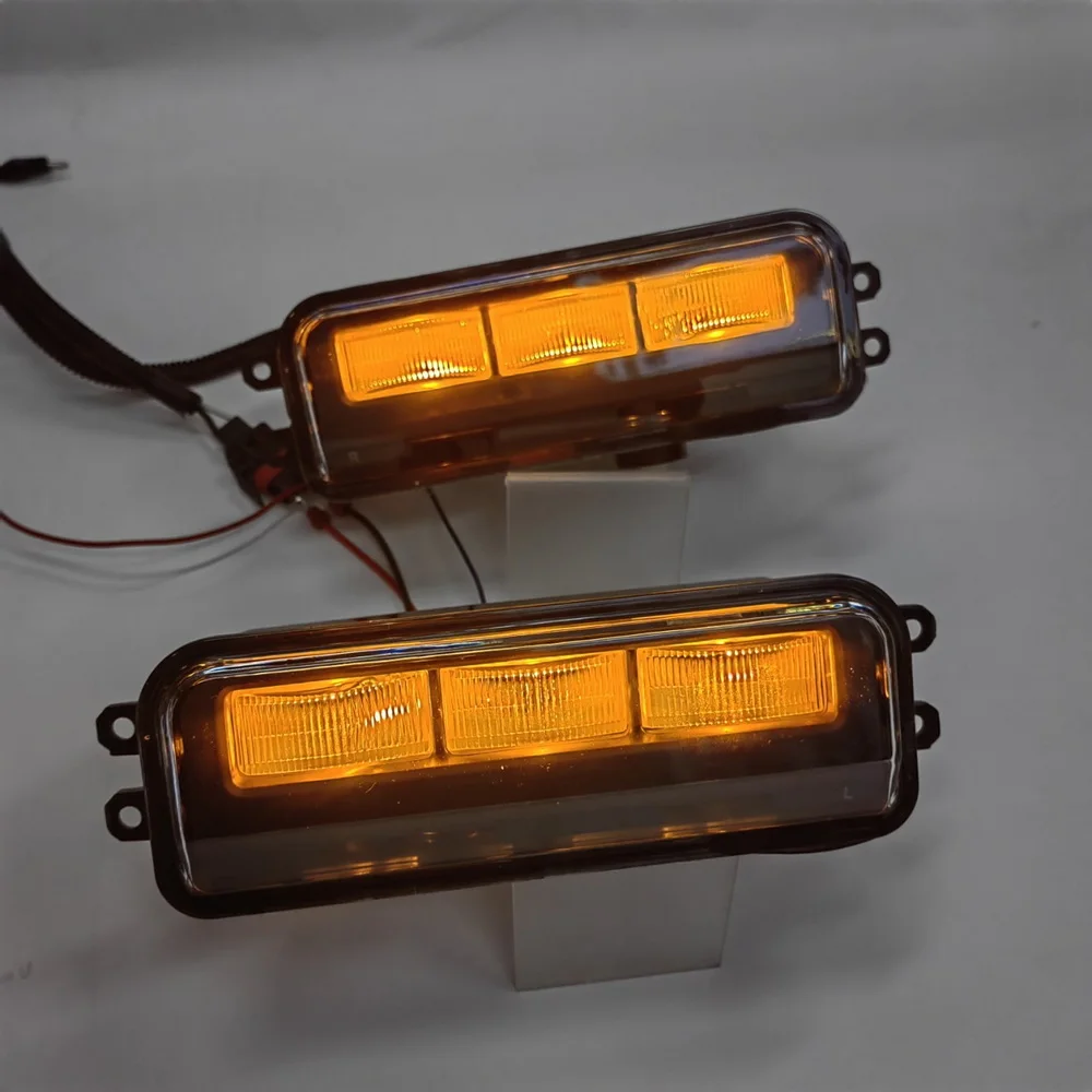 أضواء النهار الجري في يوليو لسيارة Toyota Tundra Sequoia 2023 2024 2025، المصد الأمامي LED 6000K DRL + إشارات الانعطاف الصفراء