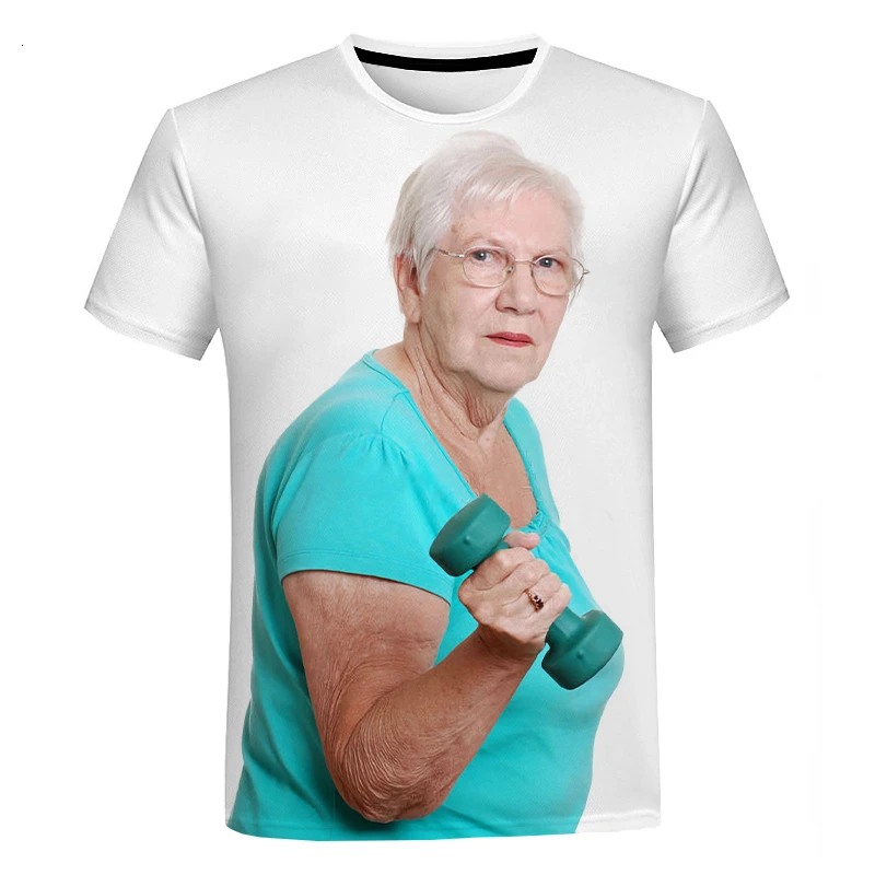 T-shirt ample et surdimensionné pour grand-mère, estival et créatif, avec impression 3D