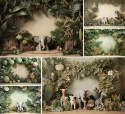 Mehofond Spring Safari Photography Background Easter Day Party Newborn Birthday Animal Jungle Green Grass Decor Photo Backdrops