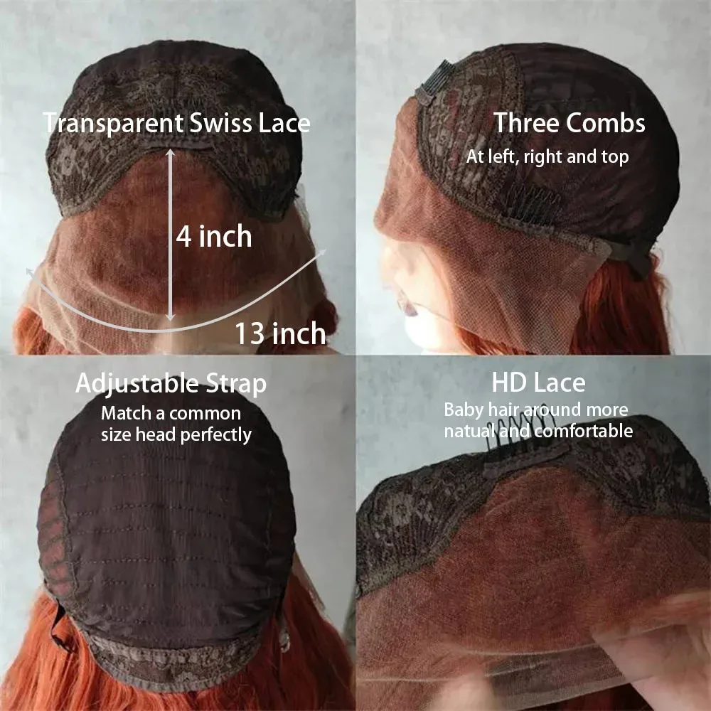 Pelucas delanteras de encaje marrón claro 13X4, peluca Frontal de encaje HD transparente ondulado, pelucas marrones sintéticas de alta calidad para uso diario, Cosplay