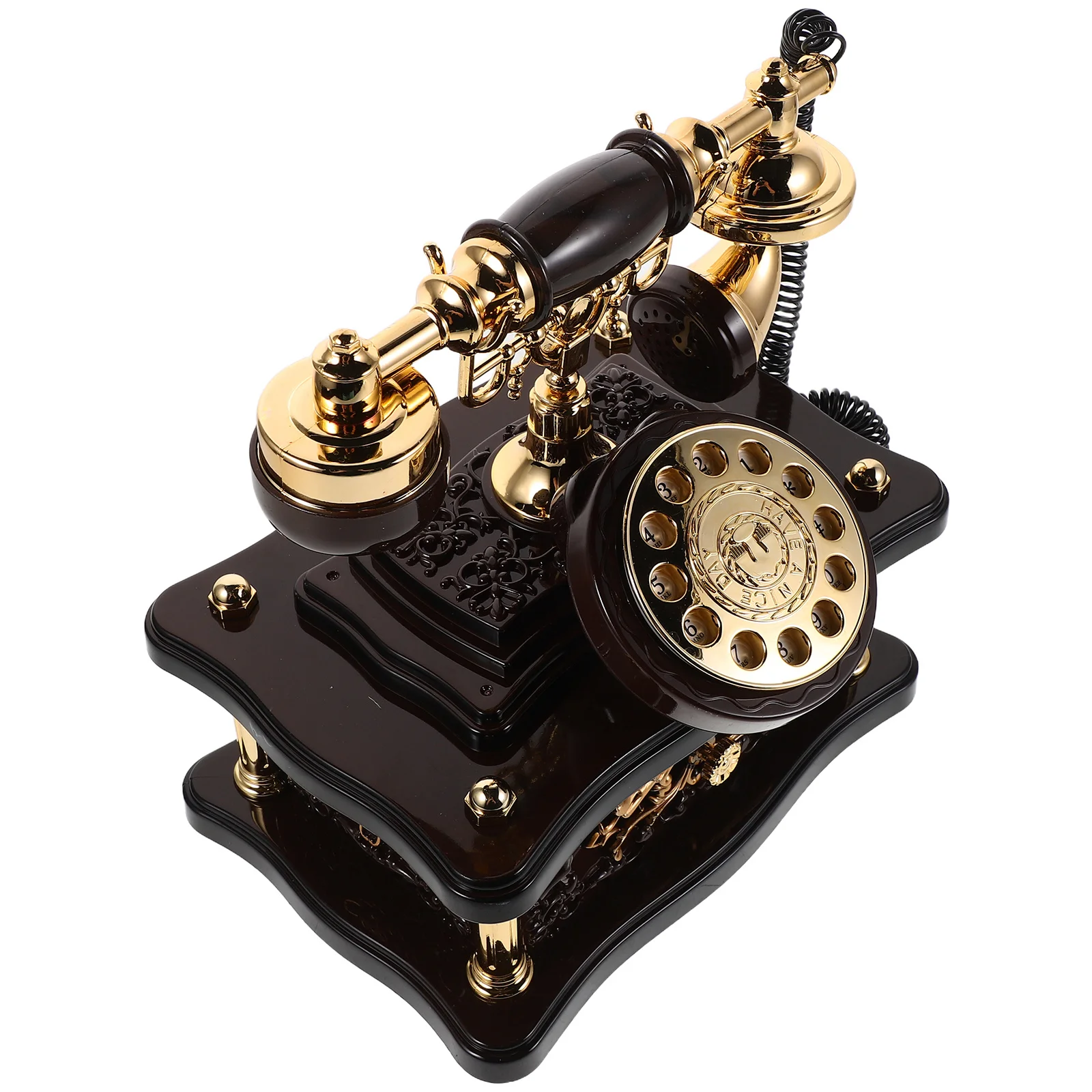

Vintage Telephone Music Box Retro Dial Old Fashioned Landline Phone Desktop Ornament for Cabinet Shelf Entrance Hall Decor