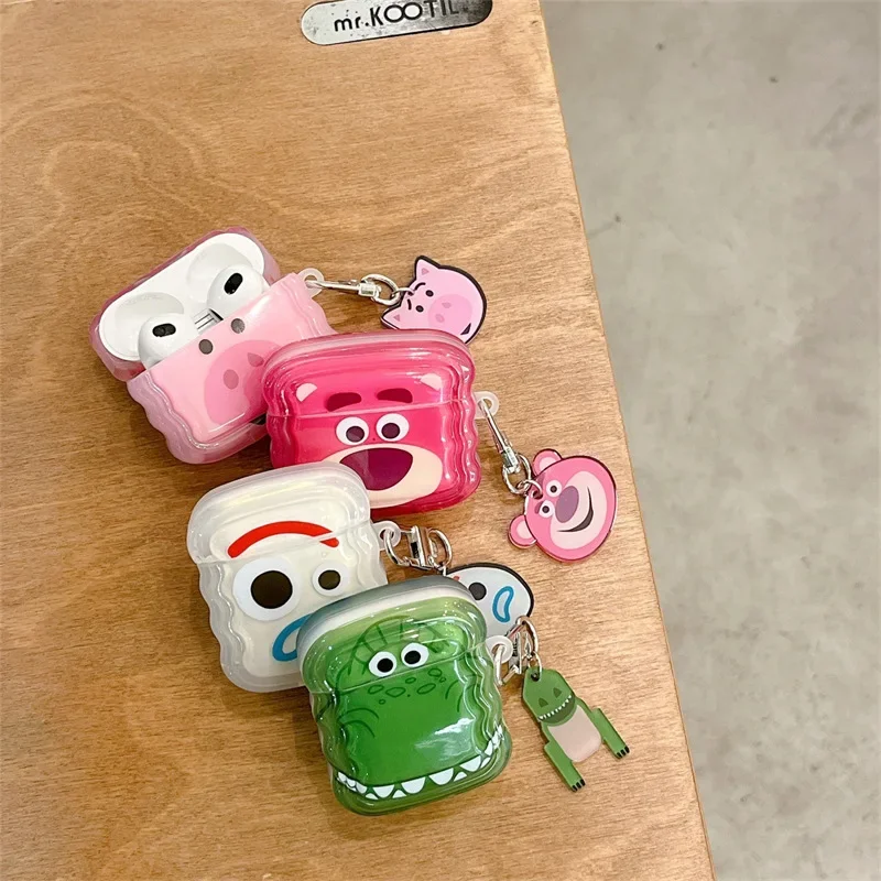 Dành Cho Tai Nghe AirPods 1 2 3 Pro Tai Nghe Ốp Lưng Lượn Sóng Biên Giới Hoạt Hình 3D Lotso Bluetooth Tai Nghe Mặt Dây Chuyền Vỏ Bảo Vệ Cho Tai Nghe AirPods 3
