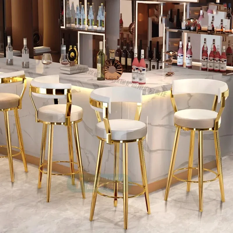 Barstool Vanity Bar Chair Kitchen Luxury Waiting Counter Round Bar Stool Make Up Vanity Sillas Para Comedor Restaurant Furniture