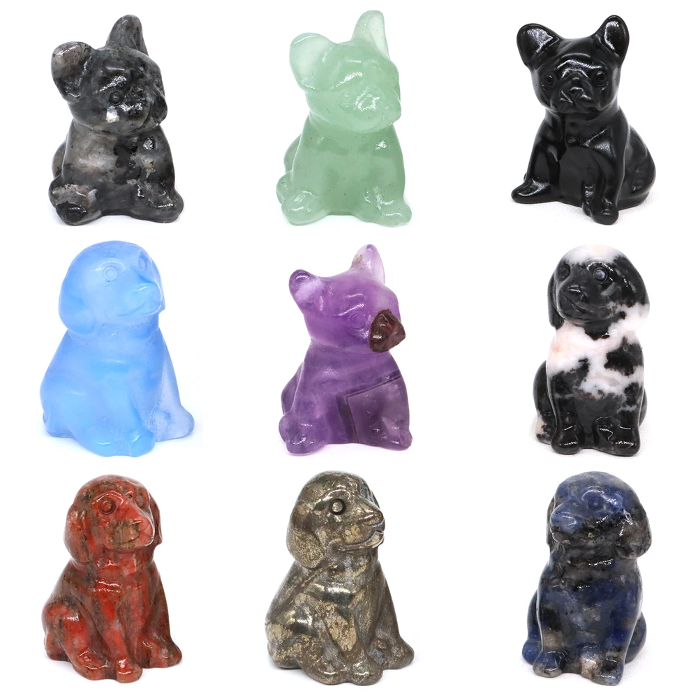 بلورات الحجر الطبيعي لتماثيل الكلاب ، شفاء ريكي ، بولدوغ صغير ، تمثال حيوان ، حرف أحجار كريمة ، ديكور منزلي ، هدية عيد الميلاد ، ، ، ، ،"