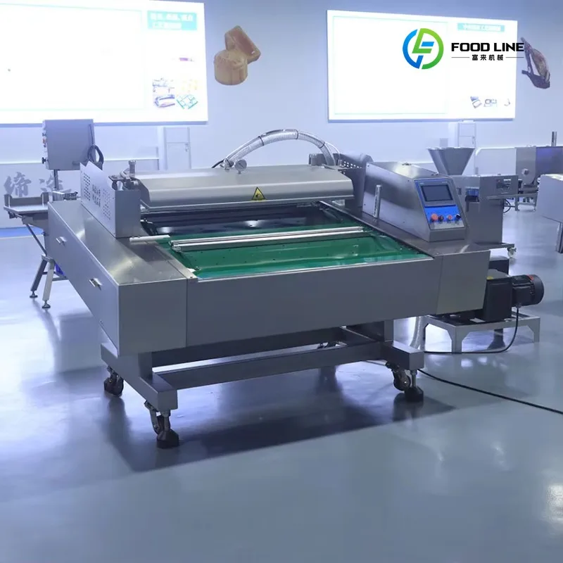 FL Customized Commercial Continuous Bread Sausage Cheese and Sea Food Belt Type Rolling Vacuum Machine