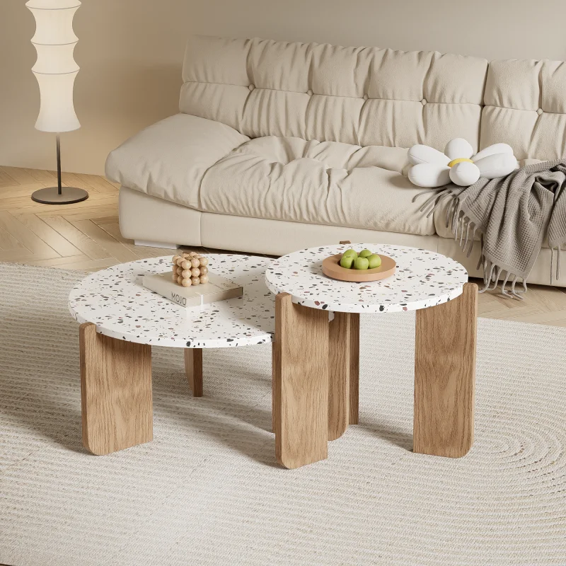 Moderner klappbarer Couchtisch, Beistelltisch, Couchtisch-Set für Wohnzimmer, Sofa-Beistelltisch und Balkon, 2er-Set