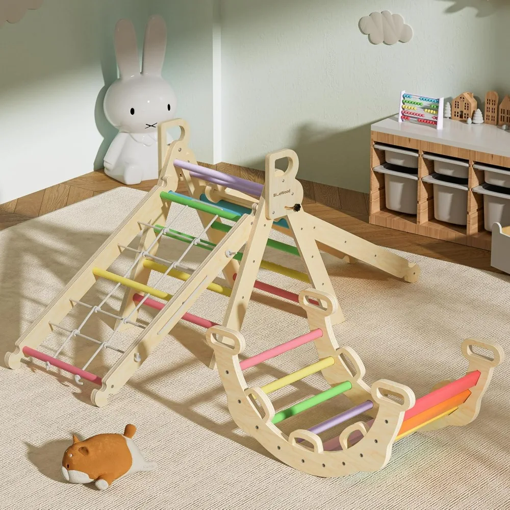 8 in 1 Pikler Triangle Climbing Set Montessori Climbings Set Toddler Climbings Toys Indoor Baby Jungle Gym Pikler Climbing Toys